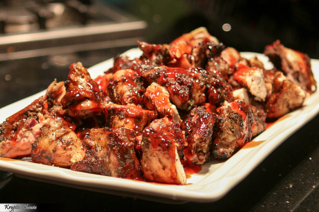 Close-up jerk chicken